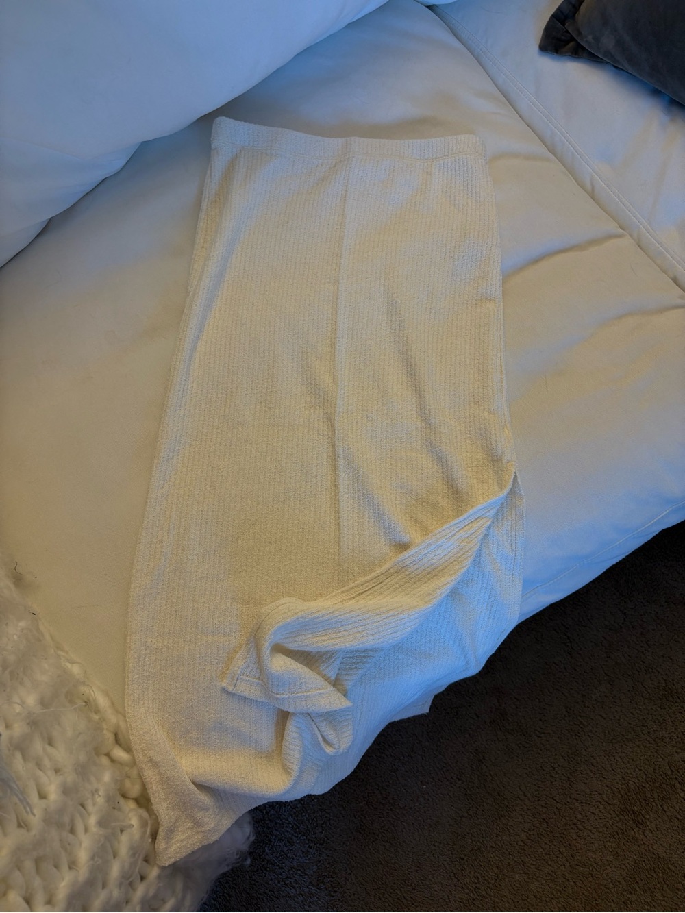 Topshop Cream Ribbed Knit Skirt